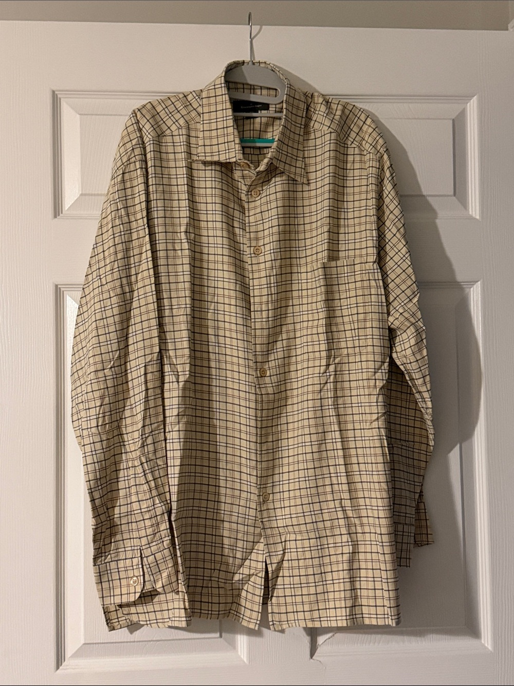 Ermenegildo Zegna Beige Plaid Button-Down Shirt